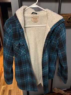 Boston Traders Teal & Black Plaid Sherpa-Lined Jacket